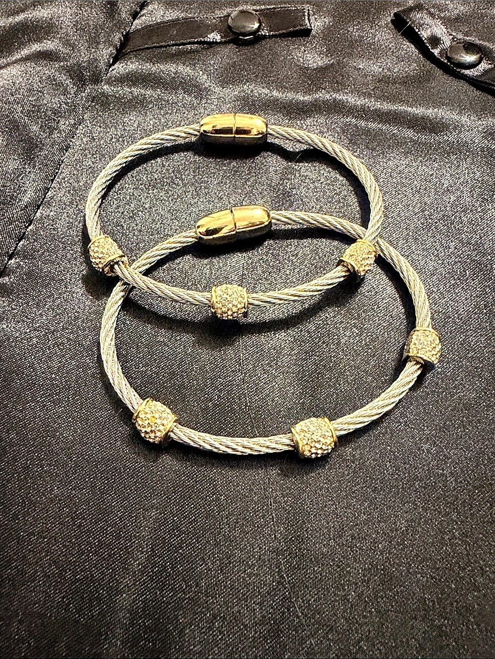Gold & Silver Cable Wrap Bracelets Like New. Magnetic clasp